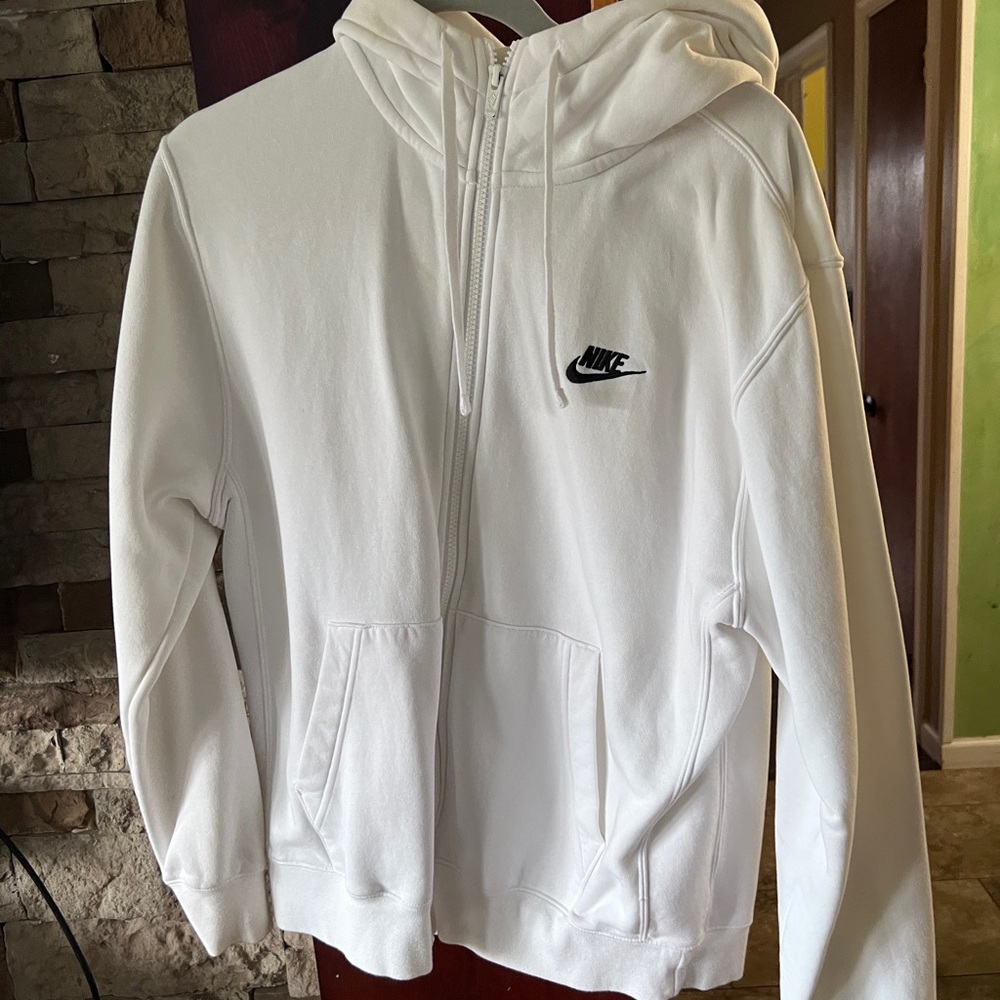 Nike White Zip-Up Hoodie